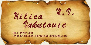 Milica Vakulović vizit kartica